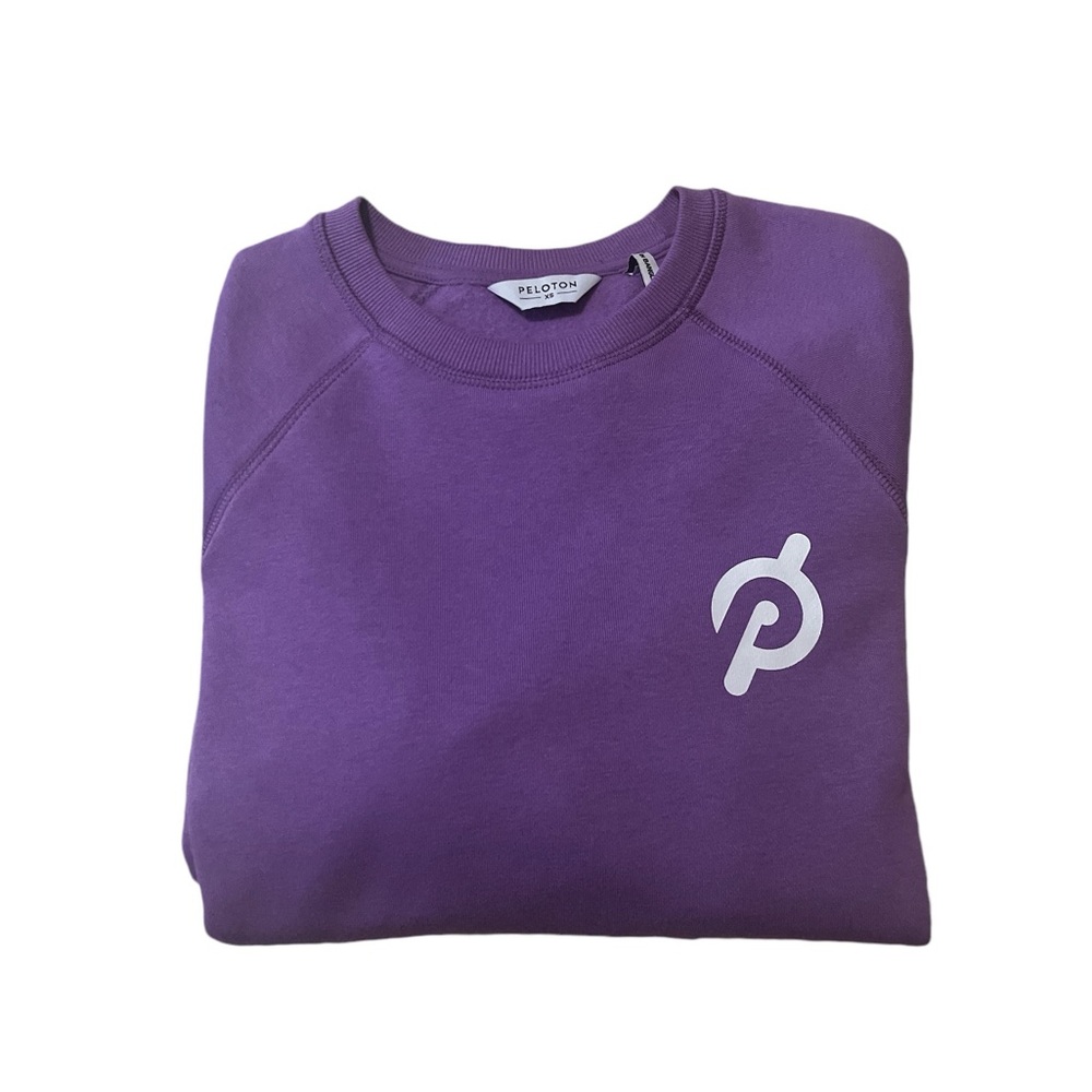 Peloton Light Purple
Stripe Sleeve Cropped
Pullover Crewneck
Sweatshirt Women's